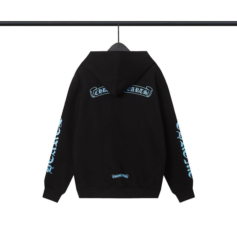 Chrome Heart HoodieCH Premium Lightning Blue Zipper Hooded Sweater Jacket Cardigan