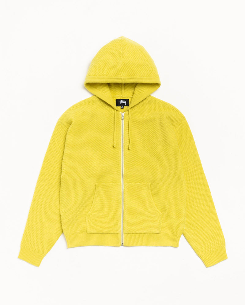 TEXTURED ZIP HOODED SWEATER Yellow