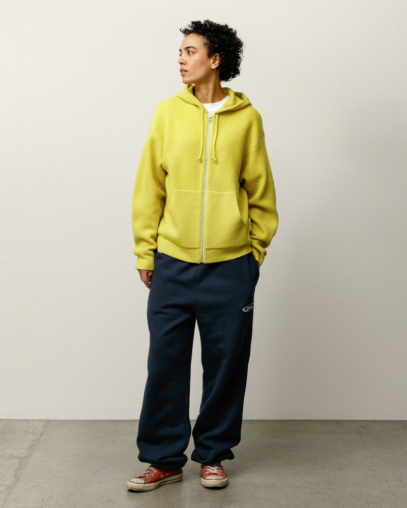 TEXTURED ZIP HOODED SWEATER Yellow