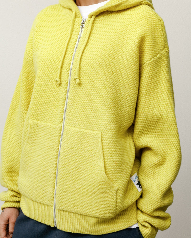 TEXTURED ZIP HOODED SWEATER Yellow