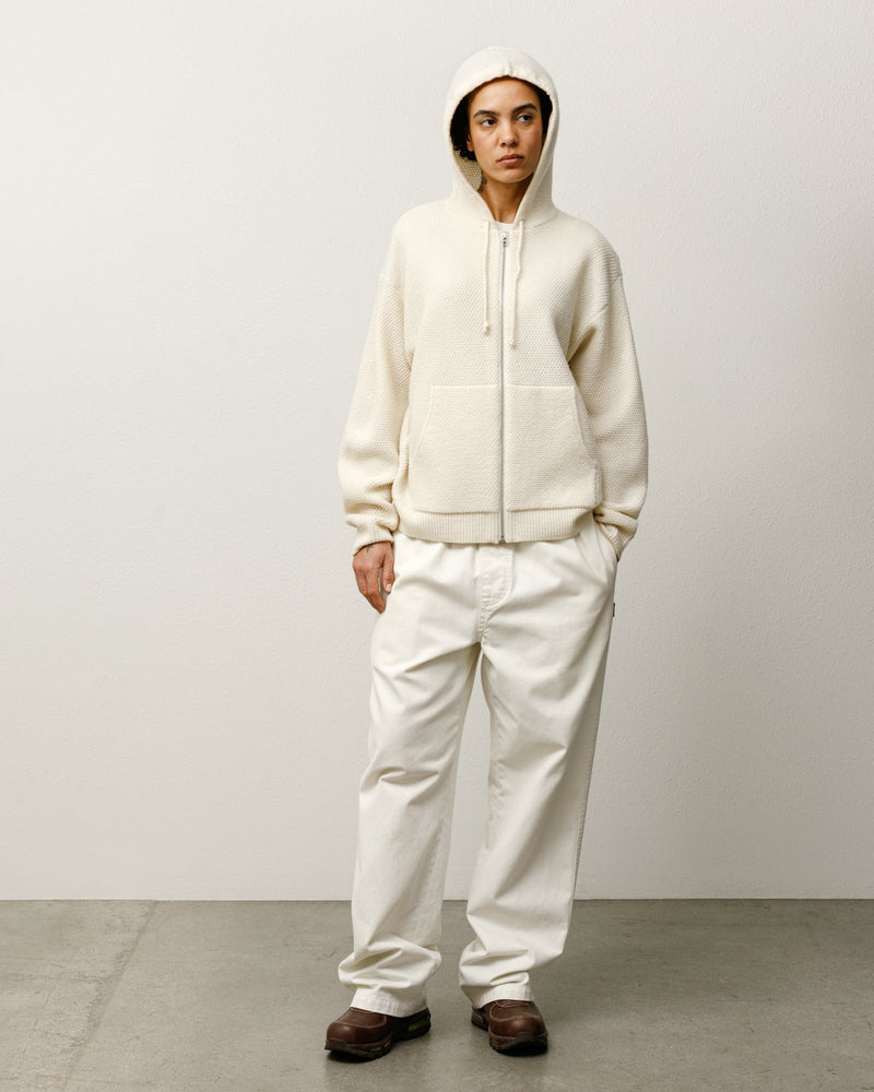 TEXTURED ZIP HOODED SWEATER Bone