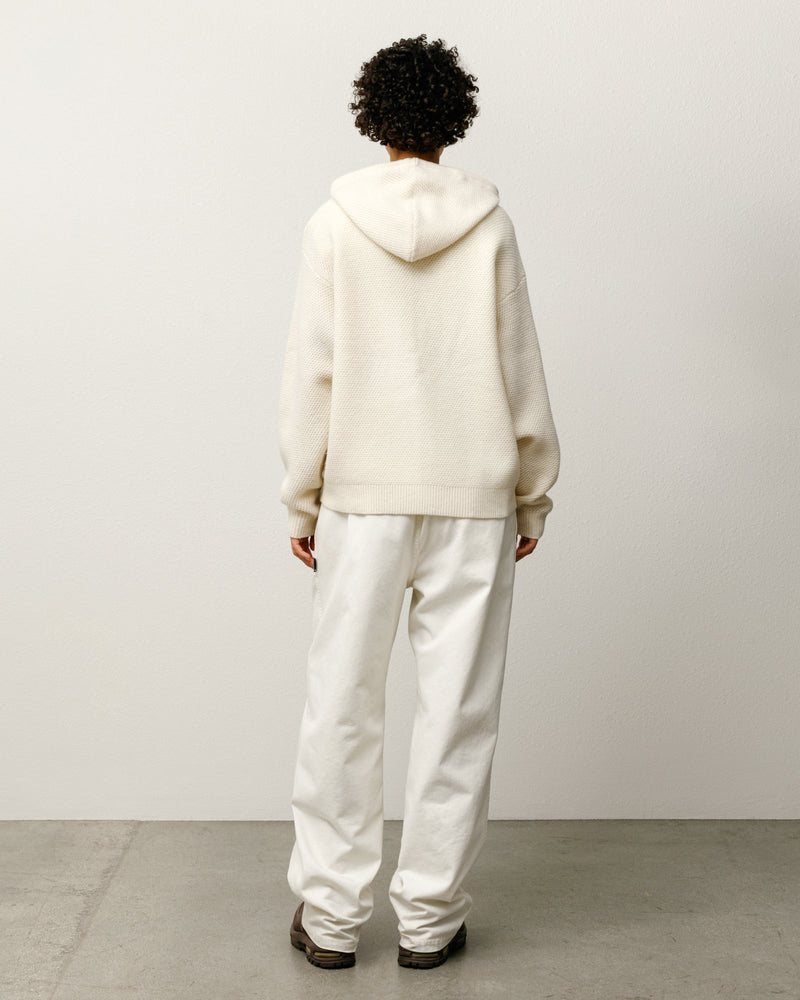 TEXTURED ZIP HOODED SWEATER Bone