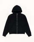 TEXTURED ZIP HOODED SWEATER Black